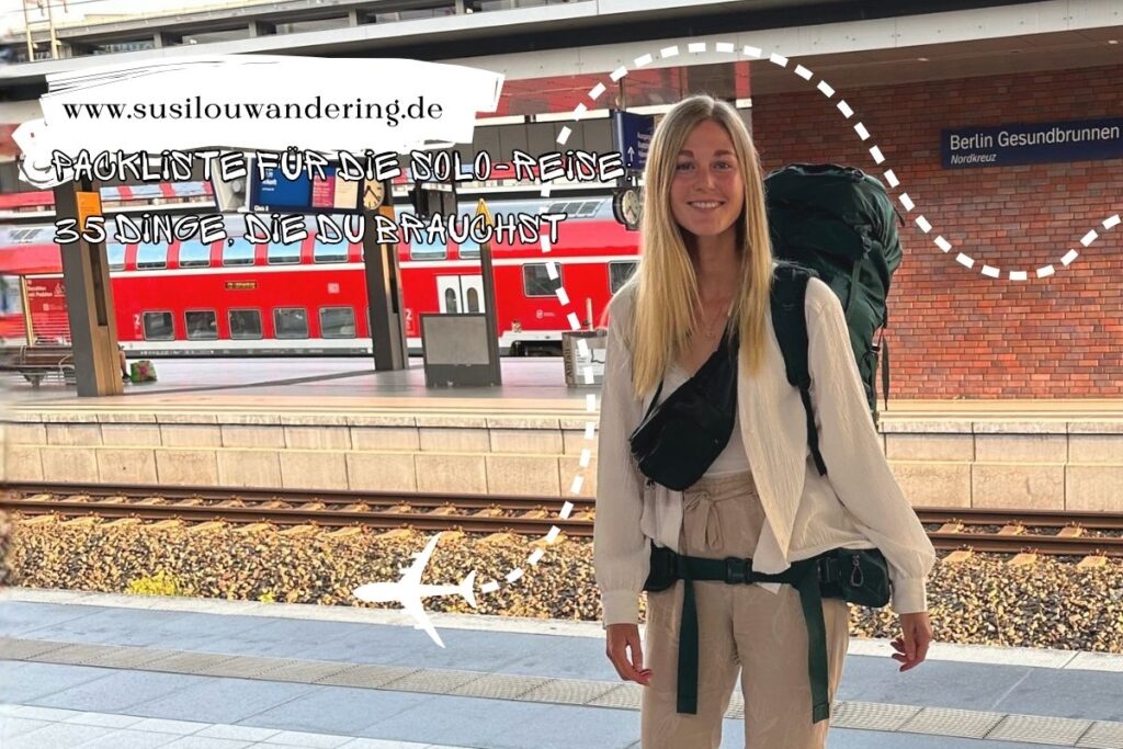 Solo reisende Frau mit Rucksack